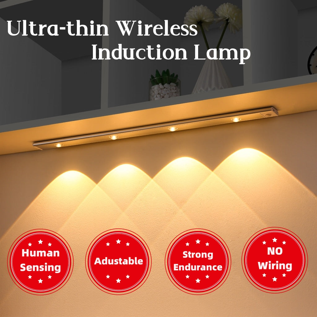 USB LED Night Light Motion Sensor Wireless Thin LED Wine Cooler Light For Kitchen Cabinet Bedroom Wardrobe Indoor Lighting zaptix.shop